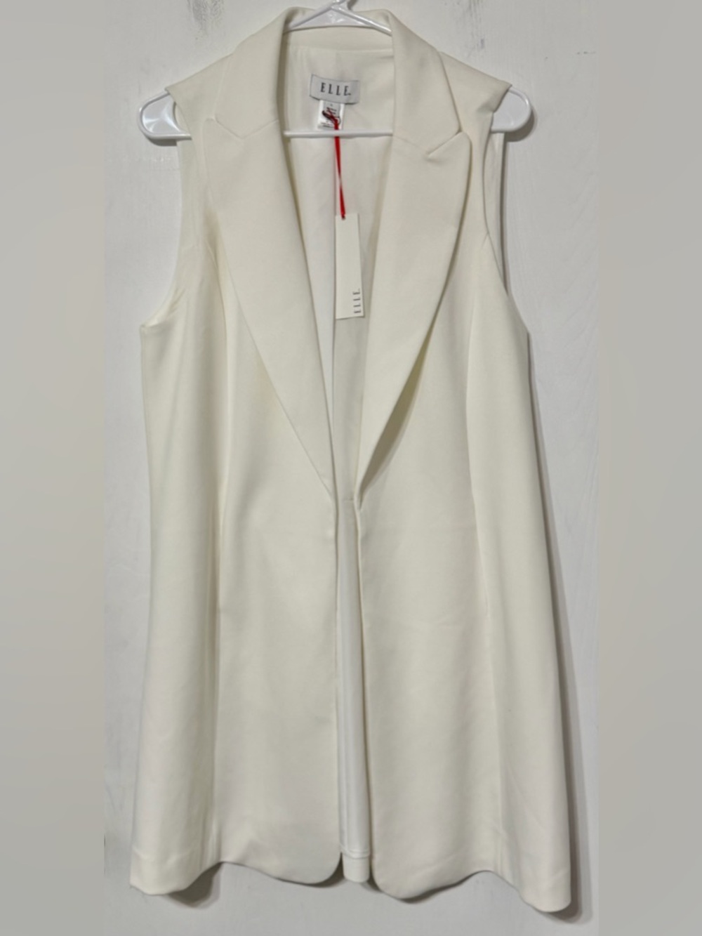 Elle Sleeveless Blazer Long White Blazer Marshmallow